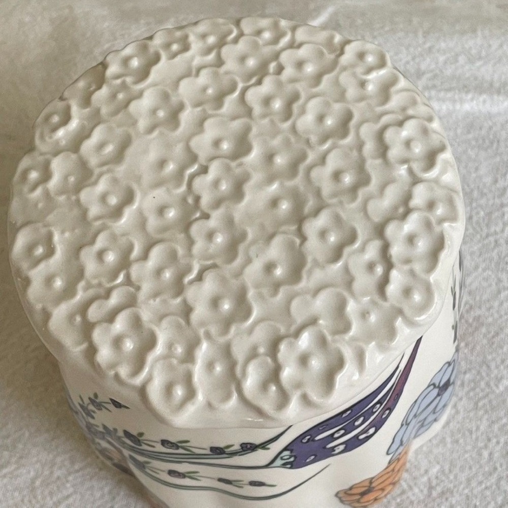 Anthropologie Betul Turkuaz Posy Butter Bell Crock Floral Ceramic - Picture 5 of 7